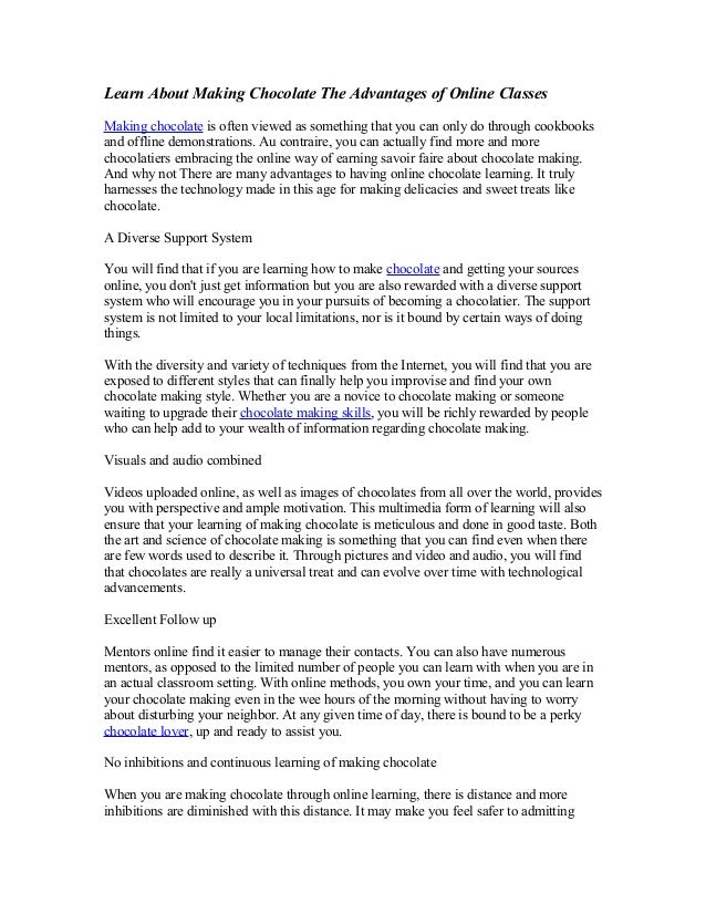 learn about making chocolate the advantages of online classes