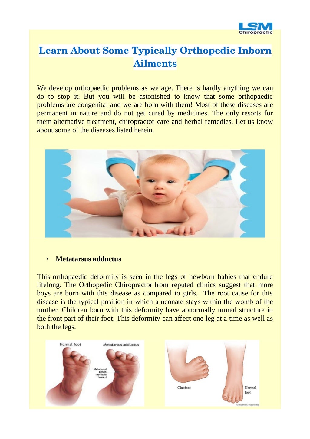 Learn About Some Typically Orthopedic Inborn Ailments