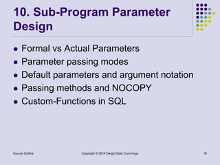 Oracle Database 11g: Learn and Master PL/SQL | Course Outline | PPTX