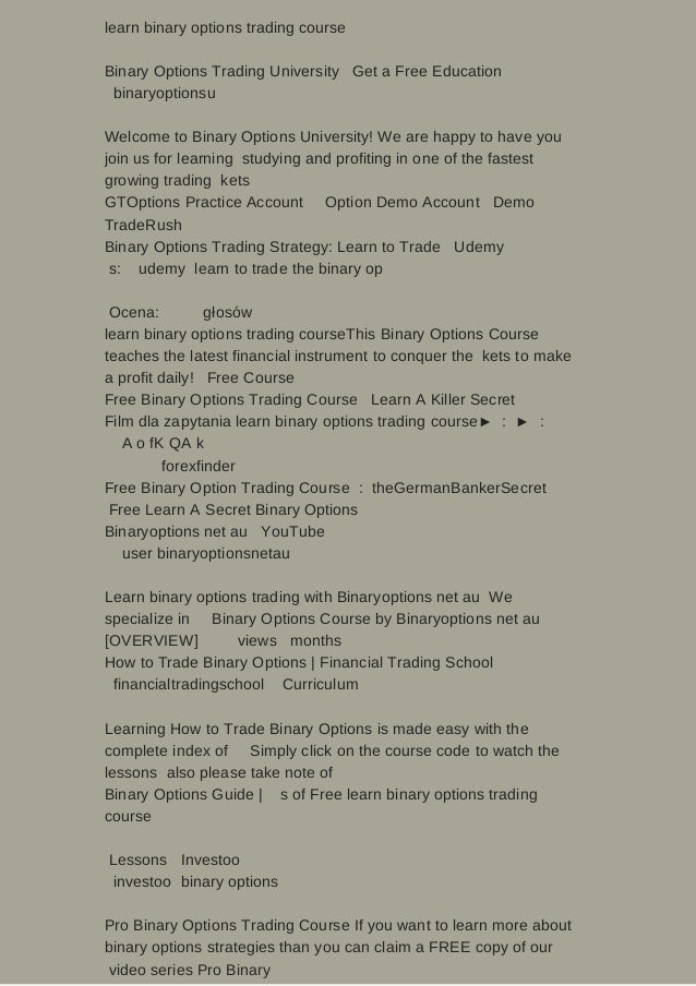 learn binary options trading course