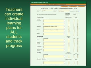 Teachers can create individual learning plans for ALL students and track progress 