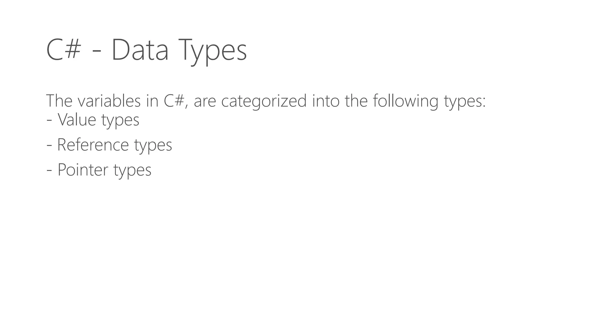 Learn C# Programming - Data Types & Type Conversion | PPT