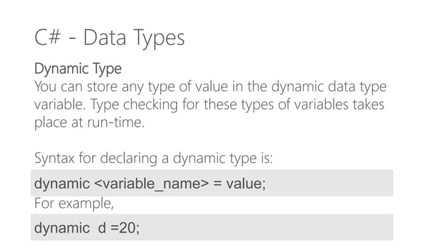 Learn C# Programming - Data Types & Type Conversion | PPT