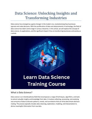 Data Science: Unlocking Insights and Transforming Industries | PDF ...