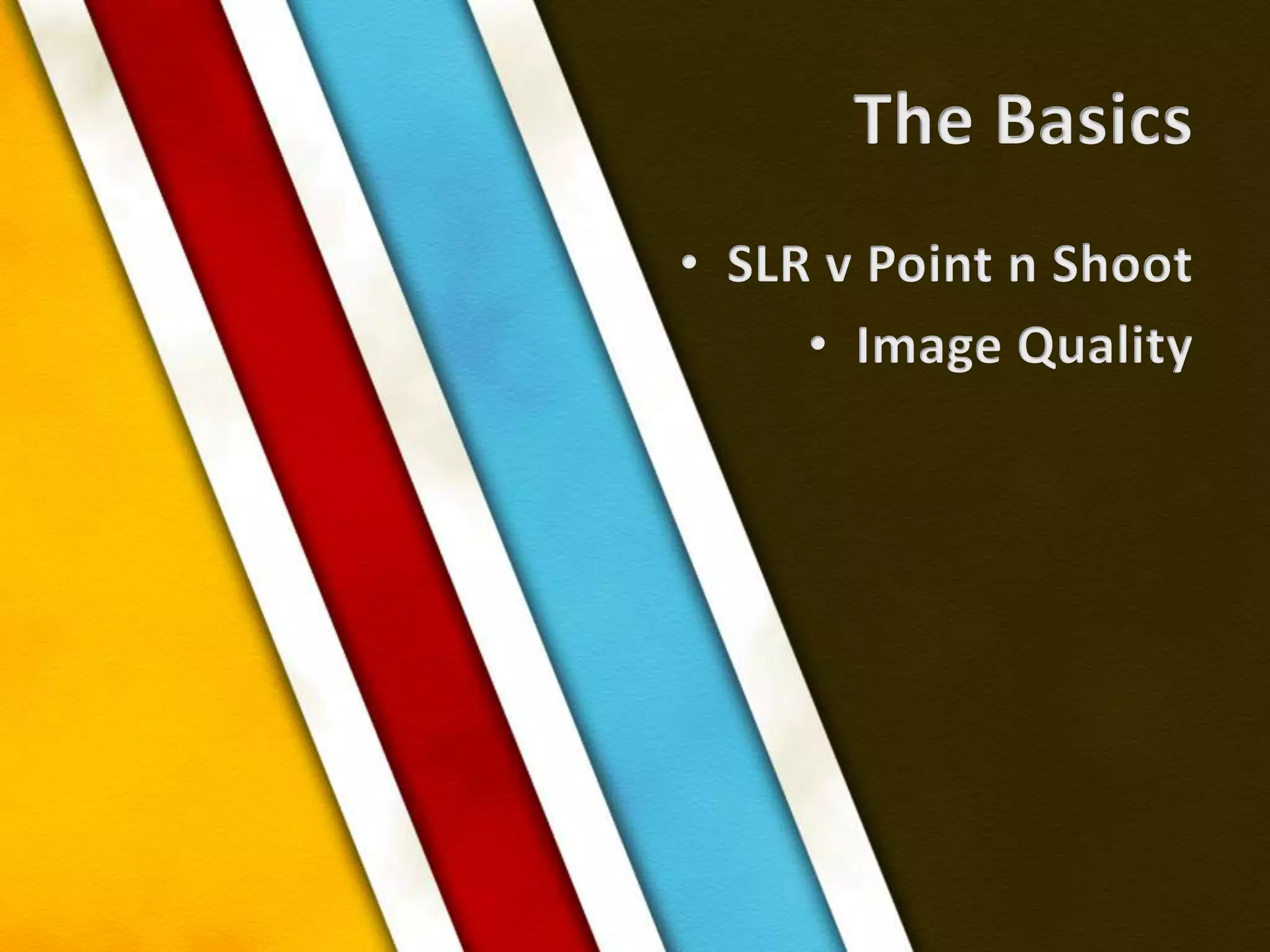 The BasicsSLR v Point n ShootImage Quality