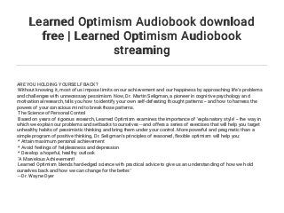 learned optimism book pdf