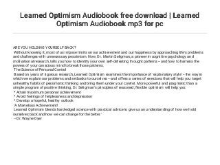 learned optimism book pdf learned optimism book pdf