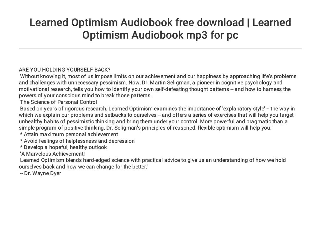 learned optimism book pdf learned optimism book pdf