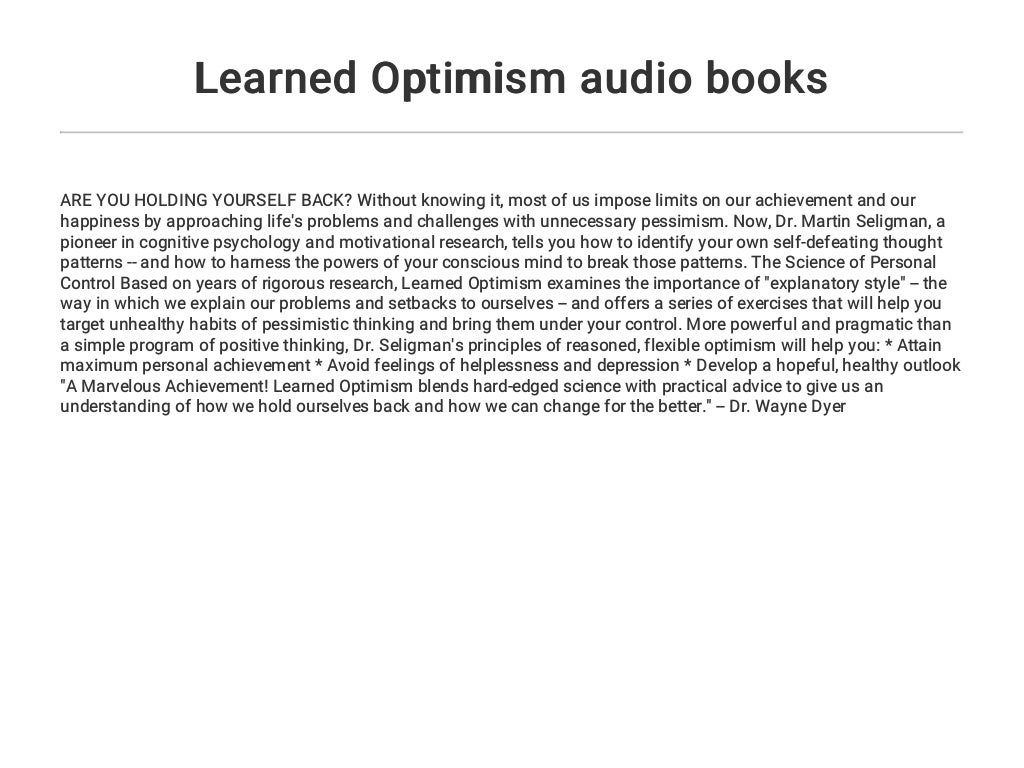 learned optimism book pdf learned optimism book pdf