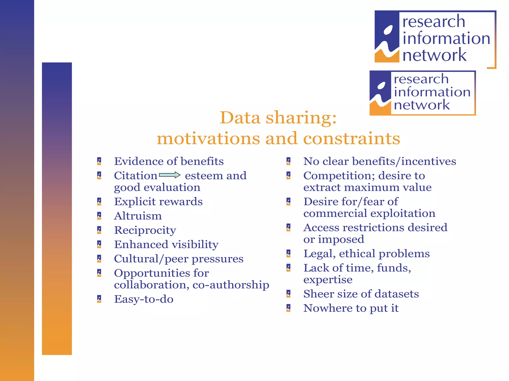 Content: user expectations and needs published and non-”published”  grey literature, reports, working papers data: raw or refined? mine or yours? websites, blogs, wikis, emails quality-assured and non-”quality-assured”? the good-enough source and/or version? pre or post-publication peer review? digital and non-digital perdurance of the book? role of digitisation 