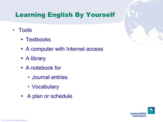 Learning English By Yourself

               • Tools
                           Textbooks
                           A c...