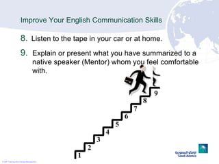 Improve Your English Communication Skills

                   8. Listen to the tape in your car or at home.
              ...