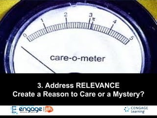 3. Address RELEVANCE
Create a Reason to Care or a Mystery?
 
