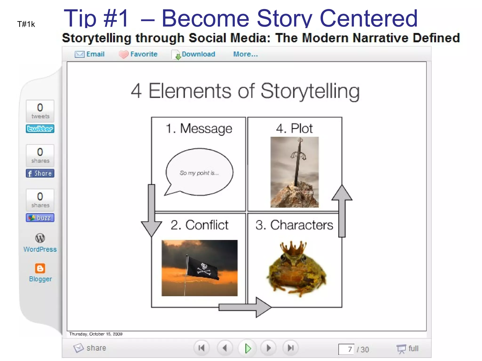 T#1k Tip #1 k  – Become Story Centered 