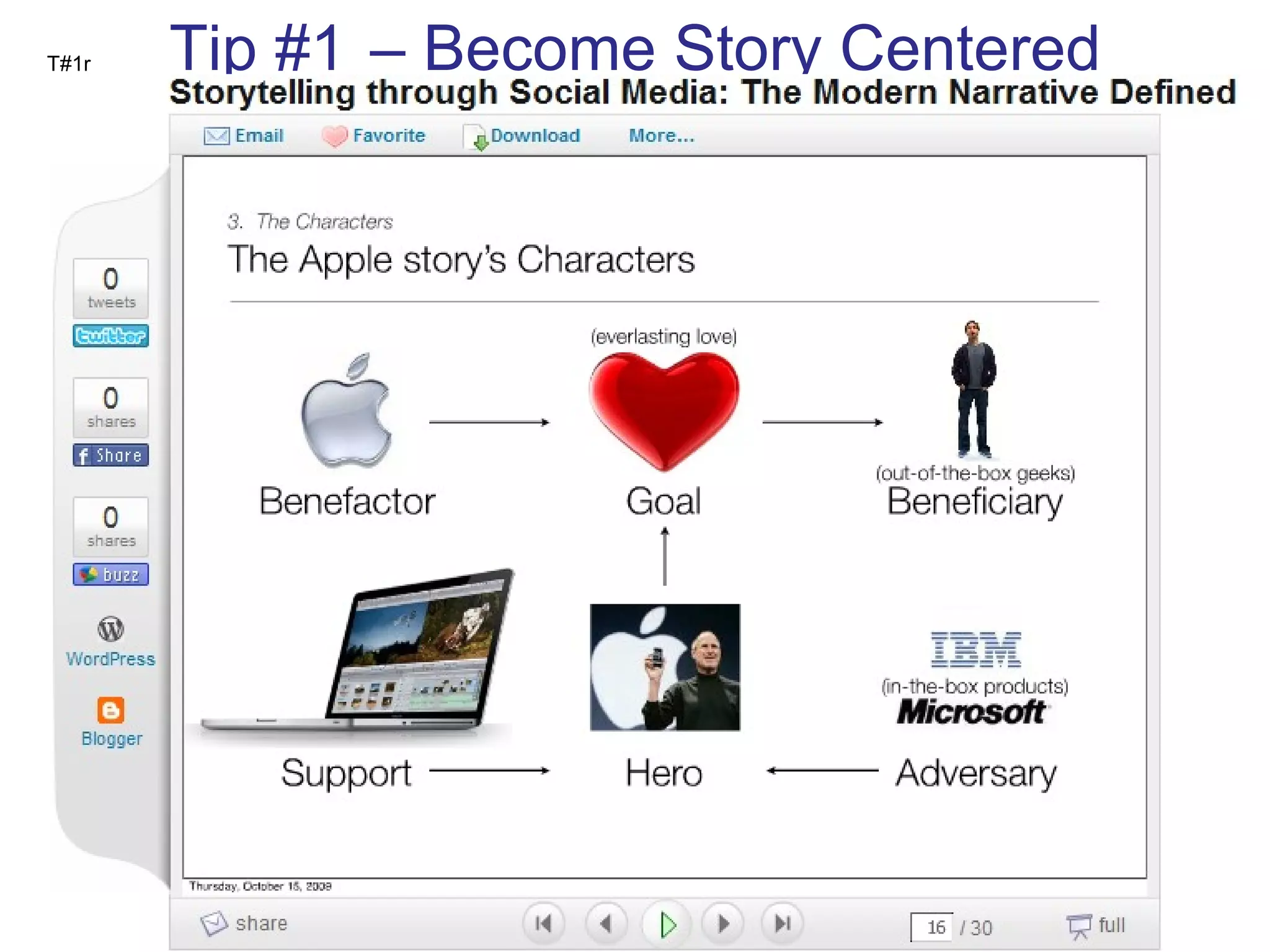 T#1r Tip #1 r  – Become Story Centered 