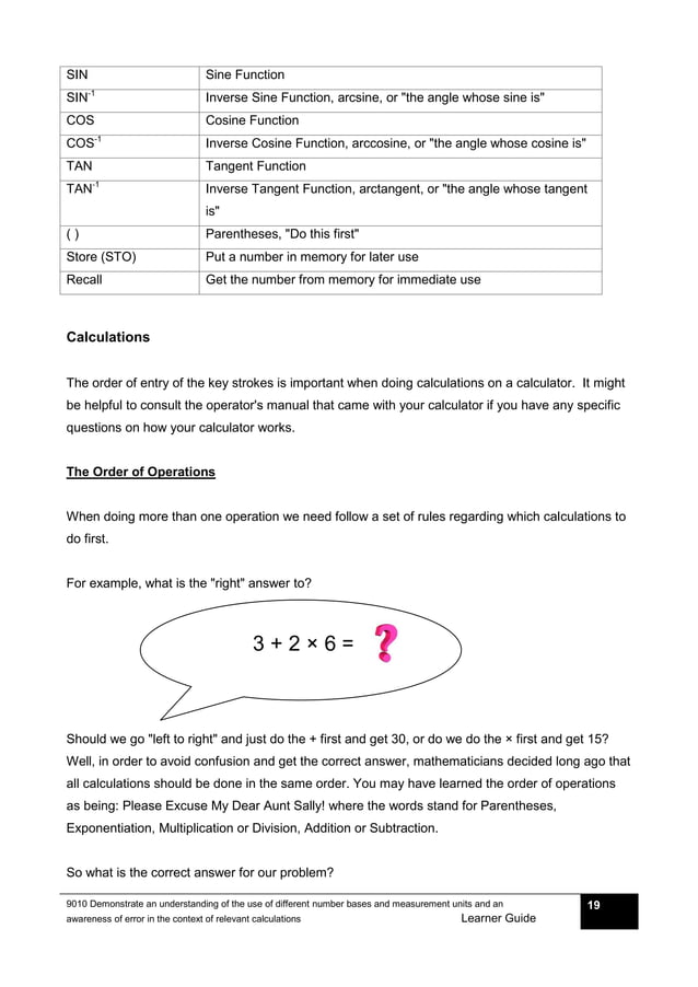 9010 Demonstrate an understanding of the use of different number bases