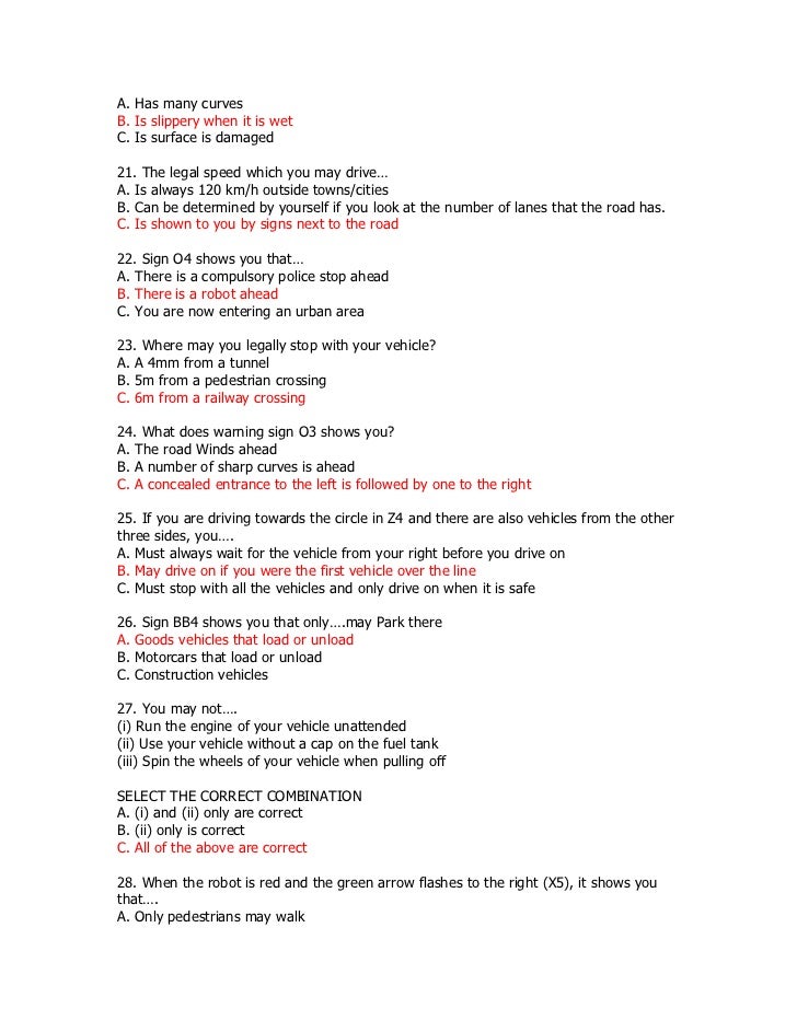 K53 Learners Test Papers Download Pdf Horkk