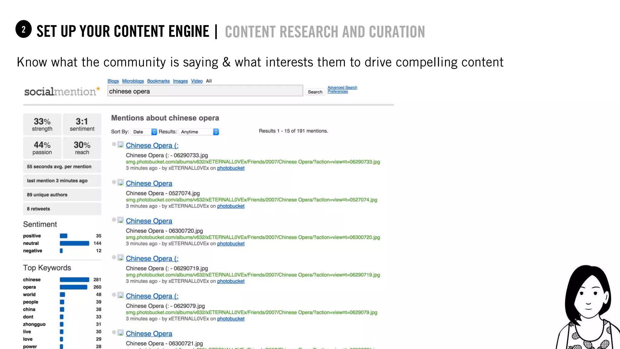 43
set up your content Engine |1
Know what the community is saying & what interests them to drive compelling content
content research and curation2
 