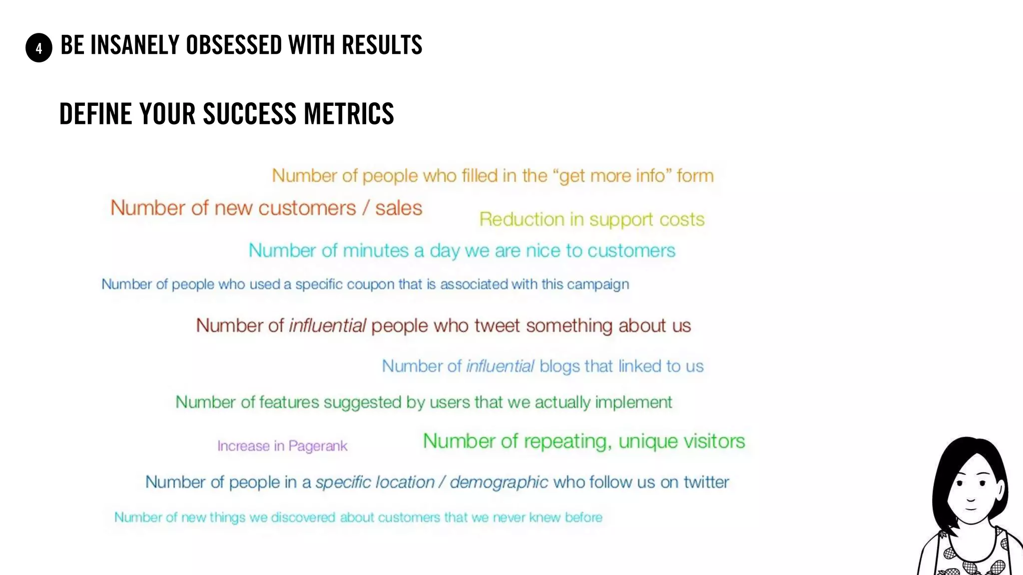 79
be insanely obsessed with results4
define your success metrics
 