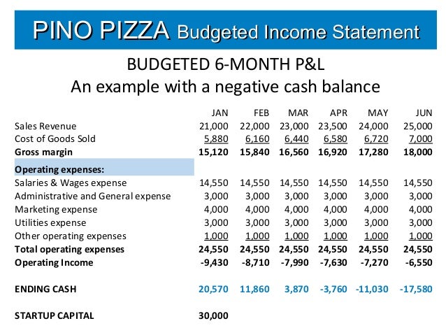 6 month profit and loss statement