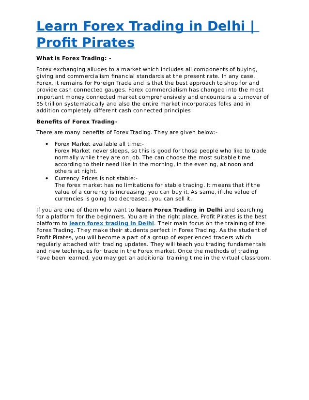 Learn Forex T!   rading In Delhi Profit Pirates - 