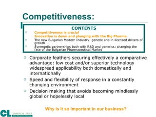 Competitiveness: <ul><li>CONTENTS </li></ul><ul><li>Competitiveness is crucial </li></ul><ul><li>Innovation is down and pl...