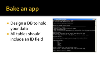 Model and Database ConventionsModel classnames are singular and CamelCased.Table names corresponding to CakePHP models are plural and underscored.peopletasksusersField names with two or more words are underscored likefirst_nameForeign keys<singular_table_name>_id