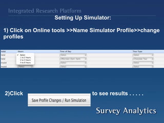 Setting Up Simulator:
1) Click on Online tools >>Name Simulator Profile>>change
profiles
2)Click to see results . . . . .
 