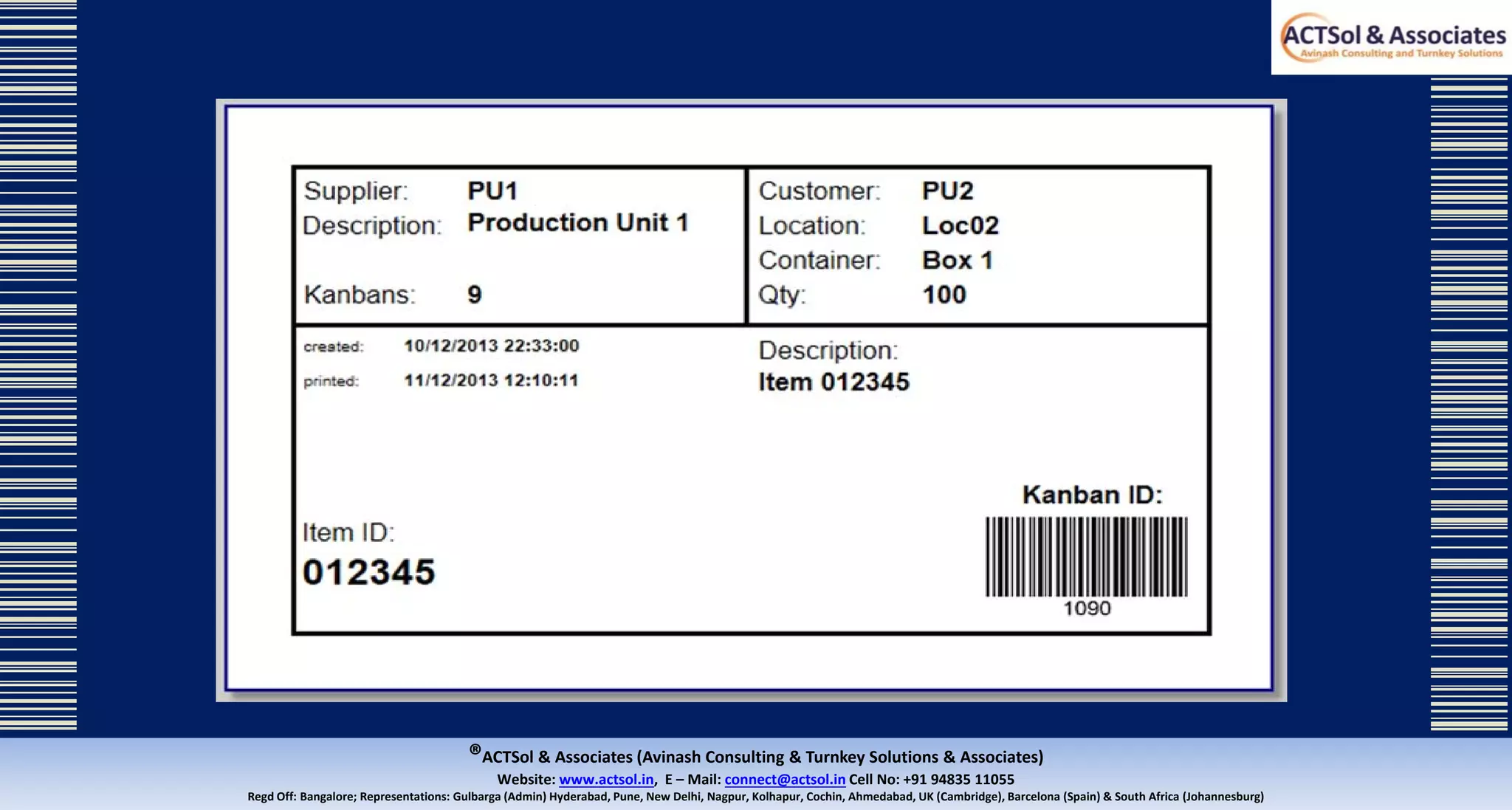 ®ACTSol & Associates (Avinash Consulting & Turnkey Solutions & Associates)
Website: www.actsol.in,  E – Mail: connect@actsol.in Cell No: +91 94835 11055
Regd Off: Bangalore; Representations: Gulbarga (Admin) Hyderabad, Pune, New Delhi, Nagpur, Kolhapur, Cochin, Ahmedabad, UK (Cambridge), Barcelona (Spain) & South Africa (Johannesburg)
 