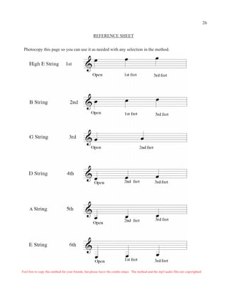 REFERENCE SHEET
Feel free to copy this method for your friends, but please leave the credits intact. The method and the mp3 audio files are copyrighted.
Photocopy this page so you can use it as needed with any selection in the method.
26
 