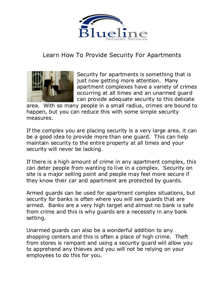Learn how to provide security for apartments