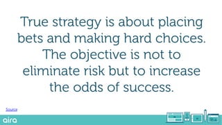 True strategy is about placing
bets and making hard choices.
The objective is not to
eliminate risk but to increase
the od...
