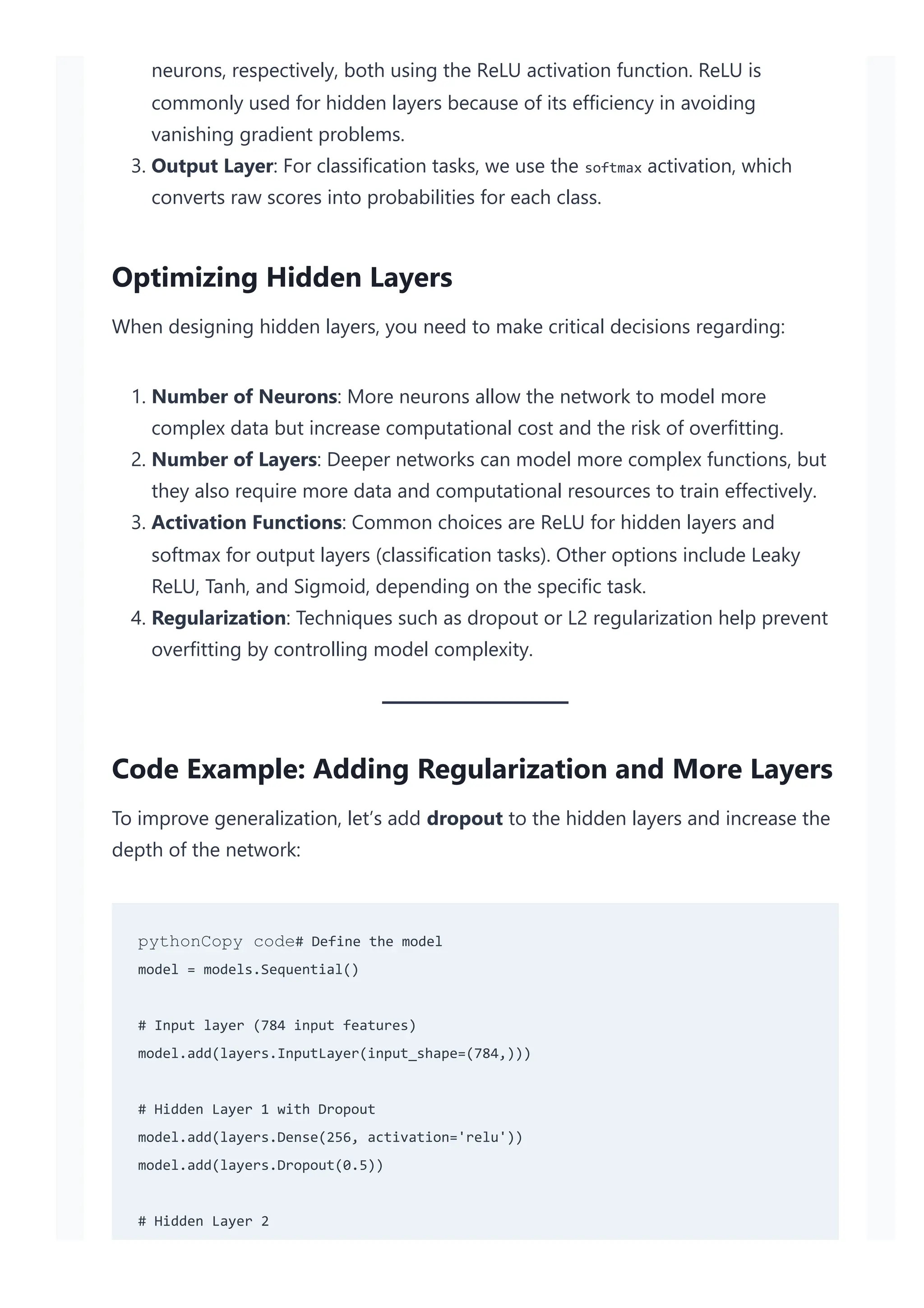 hidden layers in neural networks code examples tensorflow | PDF ...