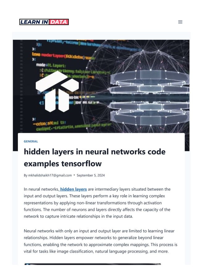 hidden layers in neural networks code examples tensorflow | PDF ...