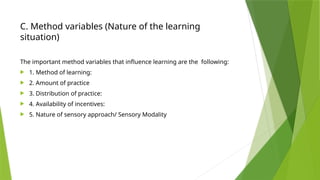 Types, characteristics and process of learning | PPTX