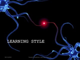 LEARNING STYLE
REV. 6/2018 Academic Readiness- Learning--R Speener 65
 