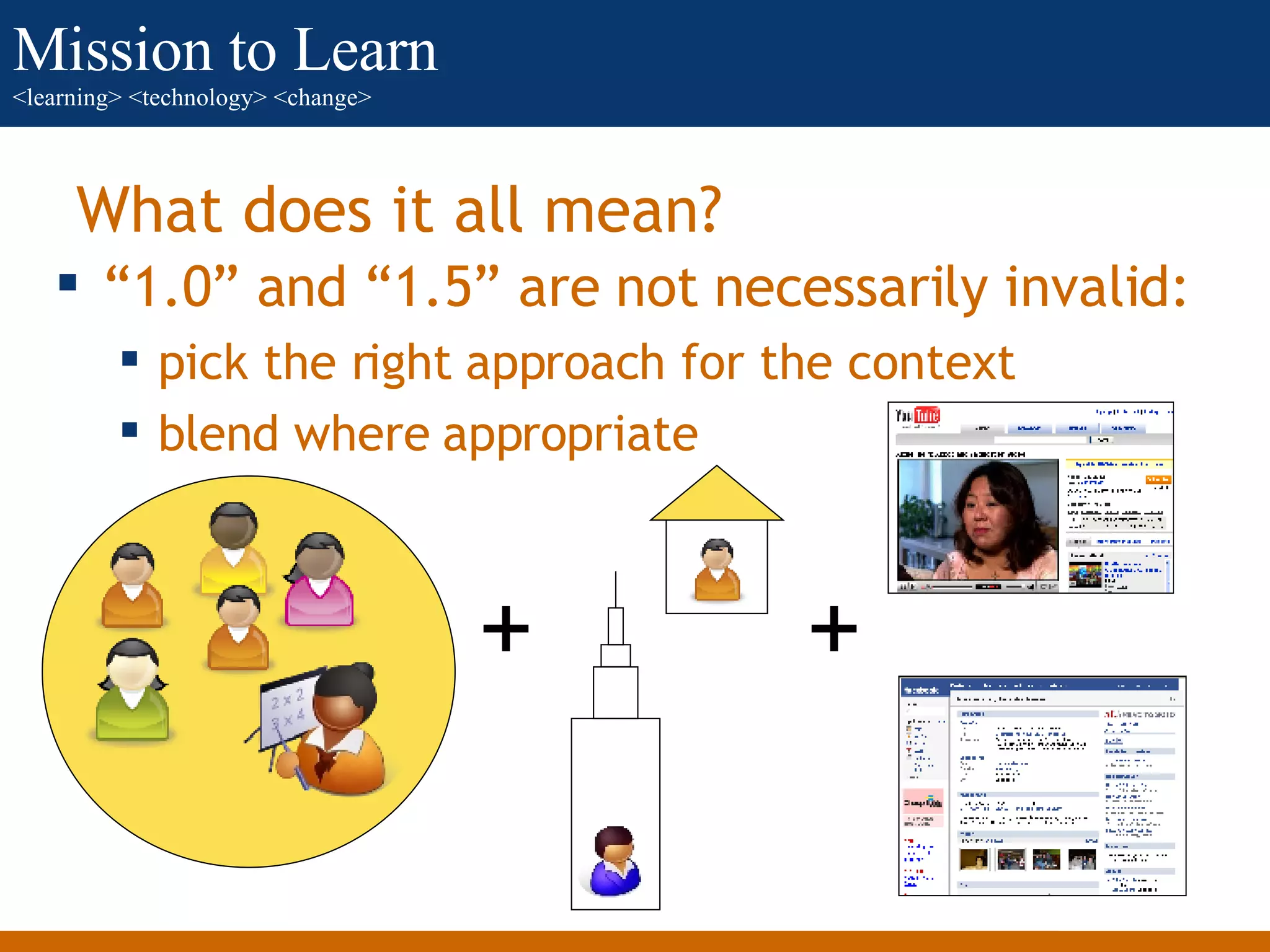 “1.0” and “1.5” are not necessarily invalid:  pick the right approach for the context blend where appropriate What does it all mean? + + 