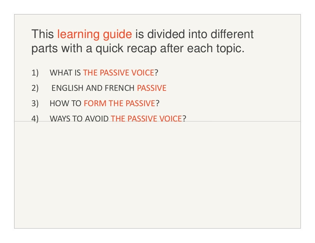 Learning the french passive voice