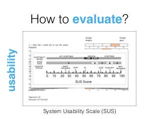 How to evaluate?
usability
System Usability Scale (SUS)
 