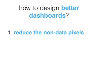 how to design better
dashboards?
1. reduce the non-data pixels
 