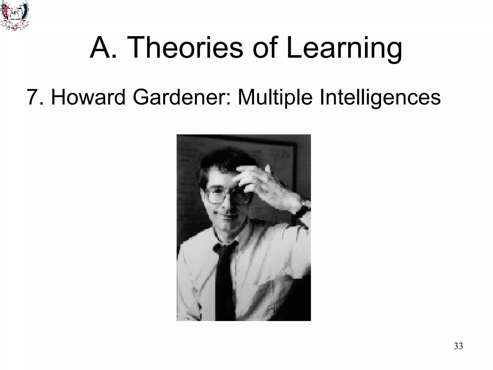A. Theories of Learning 7. Howard Gardener: Multiple Intelligences 