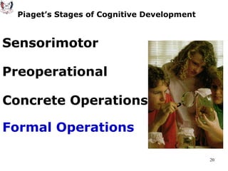 Formal Operations Piaget’s Stages of Cognitive Development Sensorimotor Preoperational Concrete Operations 