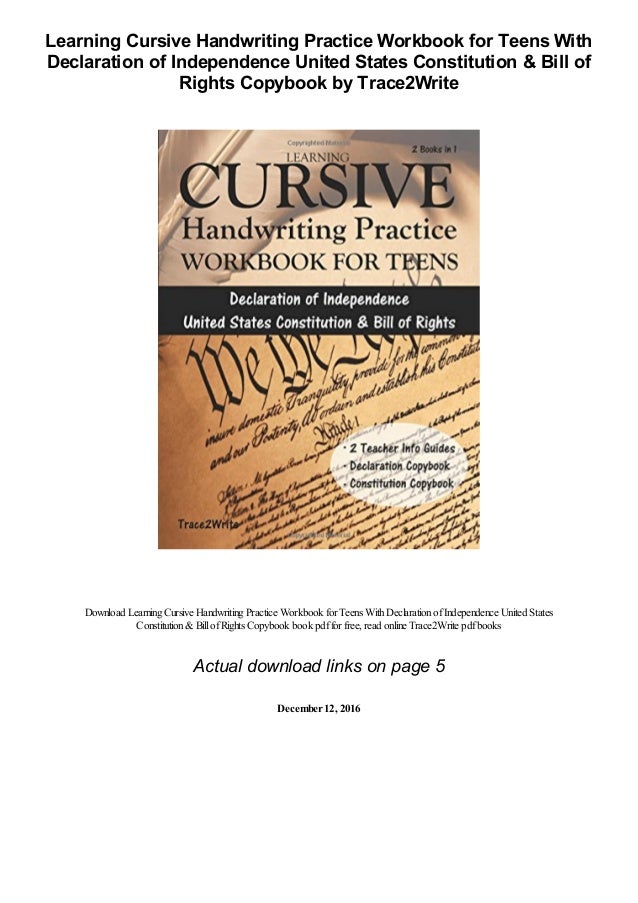 Learning Cursive Handwriting Practice Workbook For Teens With Declara… Learning Cursive Handwriting Practice Workbook For Teens With Declara…