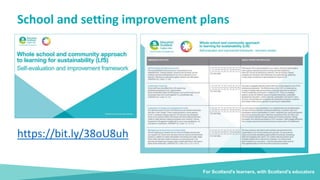 For Scotland's learners, with Scotland's educators
https://bit.ly/38oU8uh
School and setting improvement plans
 