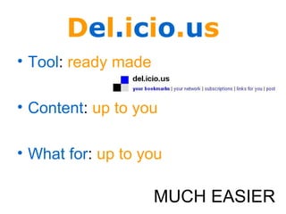 D e l . i c i o . u s Tool :  ready made Content :  up to you What for :  up to you MUCH EASIER 