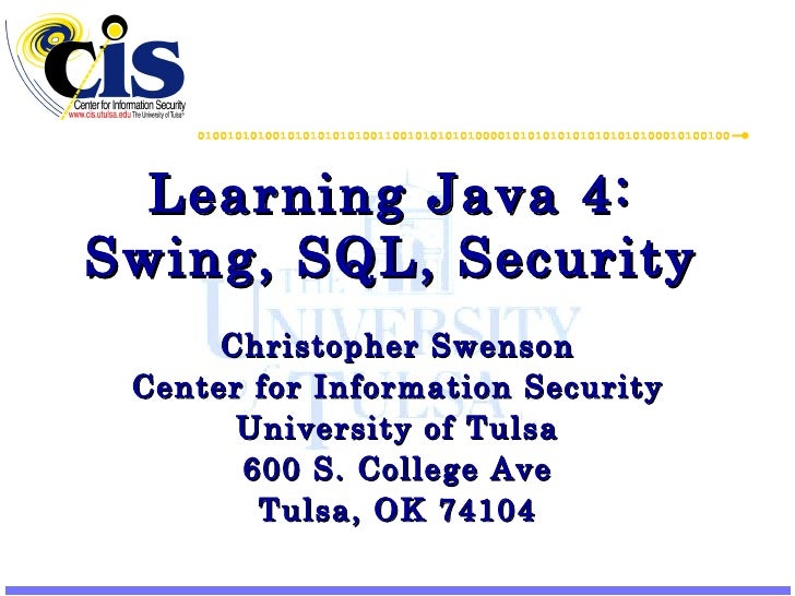 learn to how java swing 4 Learning and Security Java SQL, â Swing, API