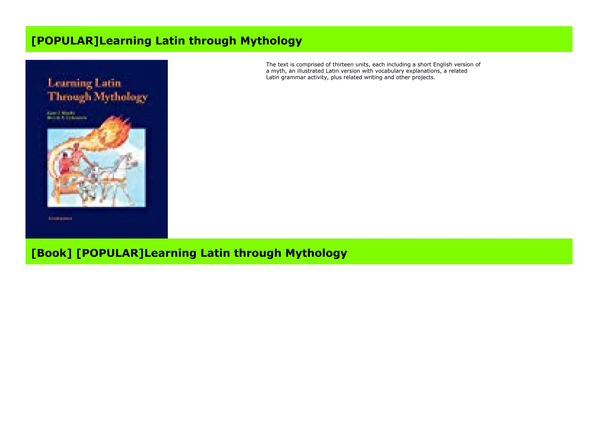 [POPULAR]Learning Latin through Mythology | PDF