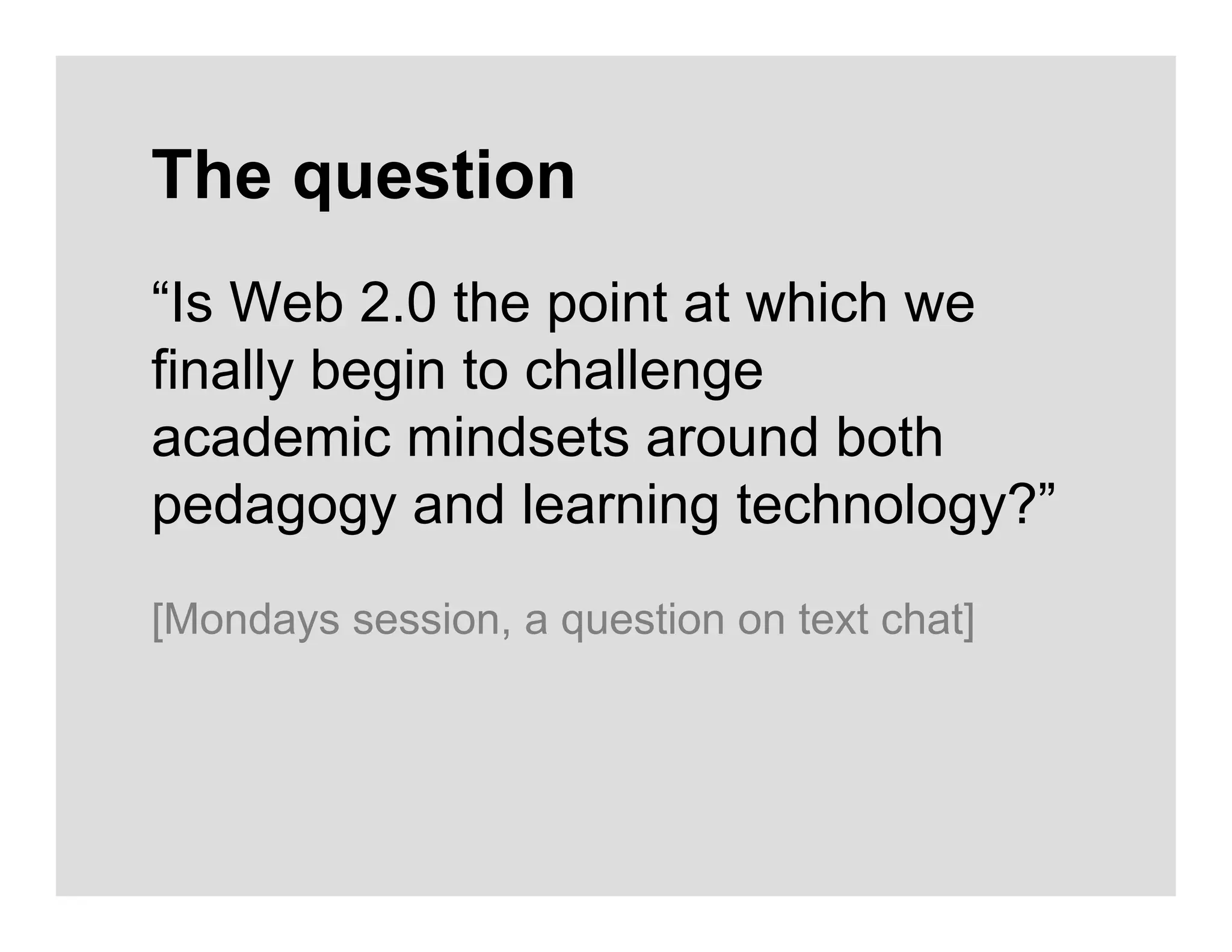 Learning, teaching and Web 2.0