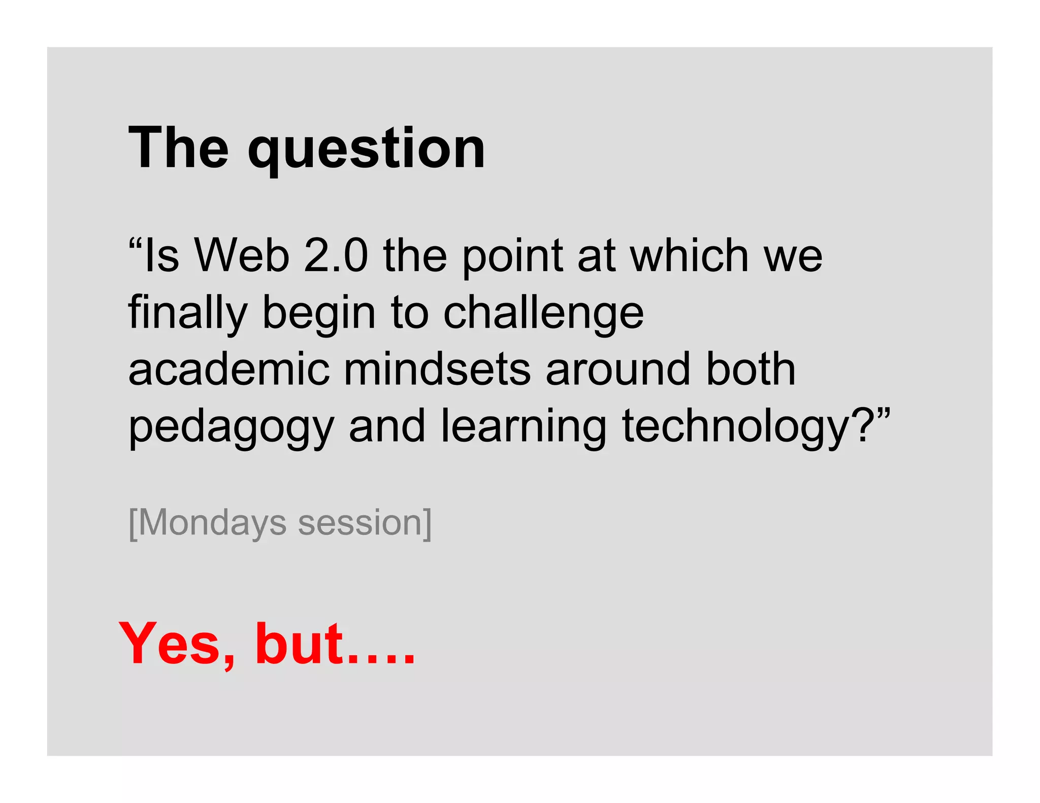 Learning, teaching and Web 2.0