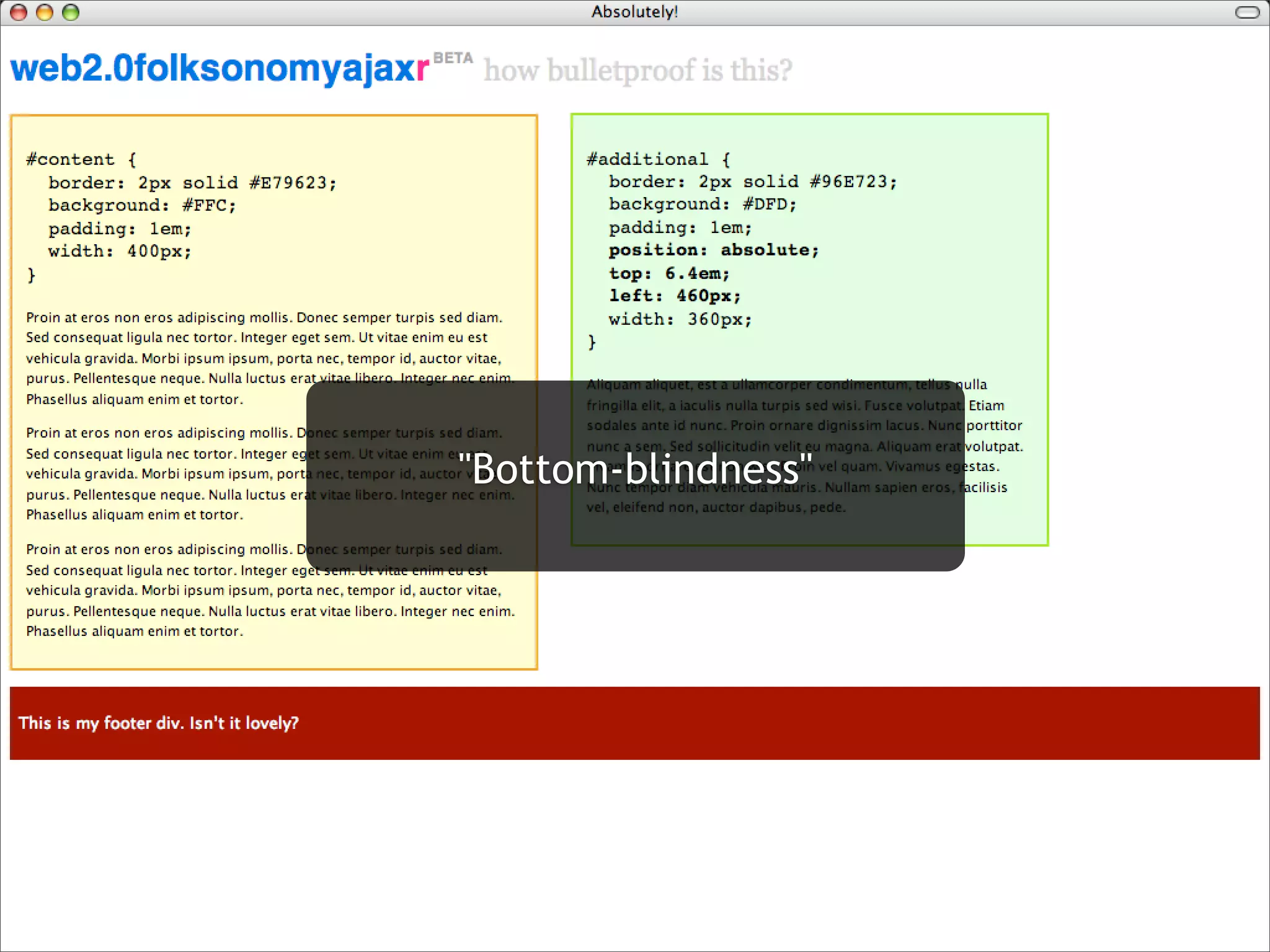 Learning to love absolute CSS positioning...